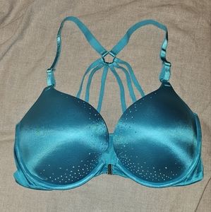 Turquoise Bling Victoria's Secret Front Close Very Sexy Push Up Bra 36D